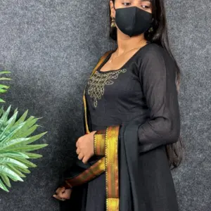 Kadhalar dhinam roja outfit recreation black hand work Gown with duppata