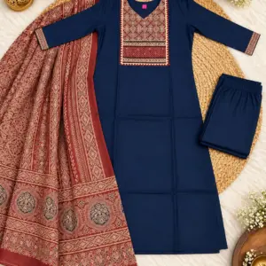 Cotton Ajrakh Print Kurta Set