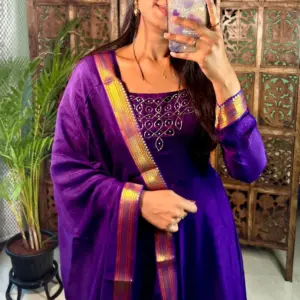Kadhalar Dhinam Roja Outfit Recreation Hand Work Gown with Duppata (New Colours Added)
