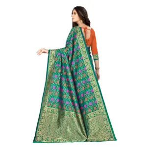 Women's Banarasi Silk Weaving Saree with Blouse – Multi