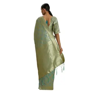 Women's Banarasi Silk Weaving Saree with Blouse – Sky Blue