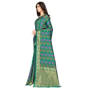Women's Banarasi Silk Weaving Saree with Blouse – Multi