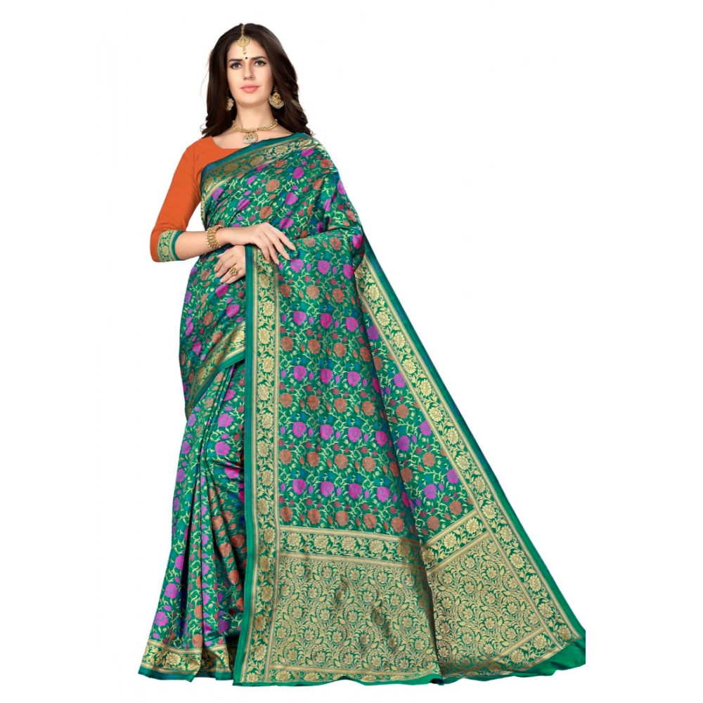 Women's Banarasi Silk Weaving Saree with Blouse – Multi