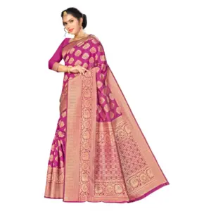 Women's Banarasi Silk Printed Saree with Blouse – Wine