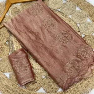Most Viral Roja Fendy Chiffon Sarees With Beautiful Katdana handwork With Blouse Piece