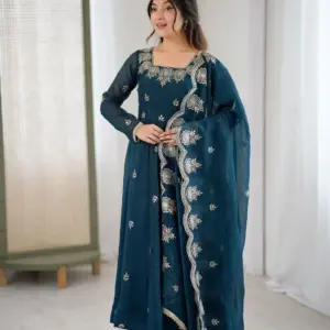 Elegant Embroidery Sequence Designer Anarkali Three Piece Set