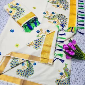 Cotton Embroidered Saree with Blouse – Design 3