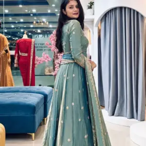 Fendy Silk Embroidered Gown Set