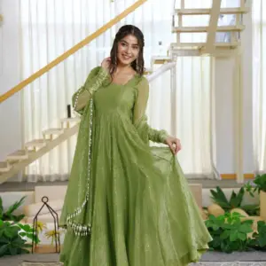 Designer Gown with Pent Set Elegant Ethnic Wear Crafted in Classy Tones with Premium Fabric