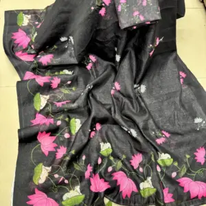 Linen Printed Saree with Blouse