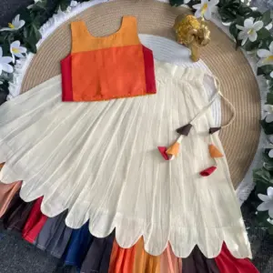 Pure Cotton Kanakambaram Petal Set Lehenga Choli