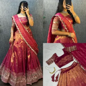 Authentic Tissue Silk Lehenga Choli Set