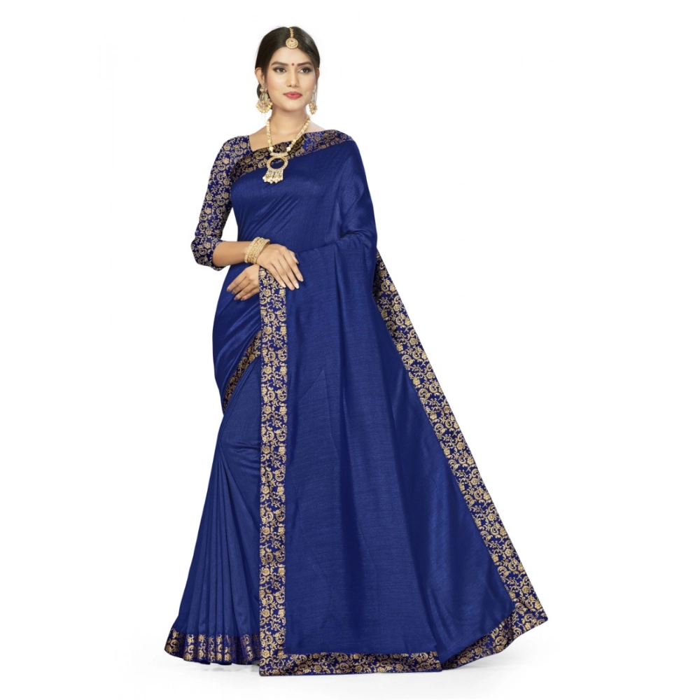 Women's Silk Blend Printed Saree with Blouse – Neavy Blue