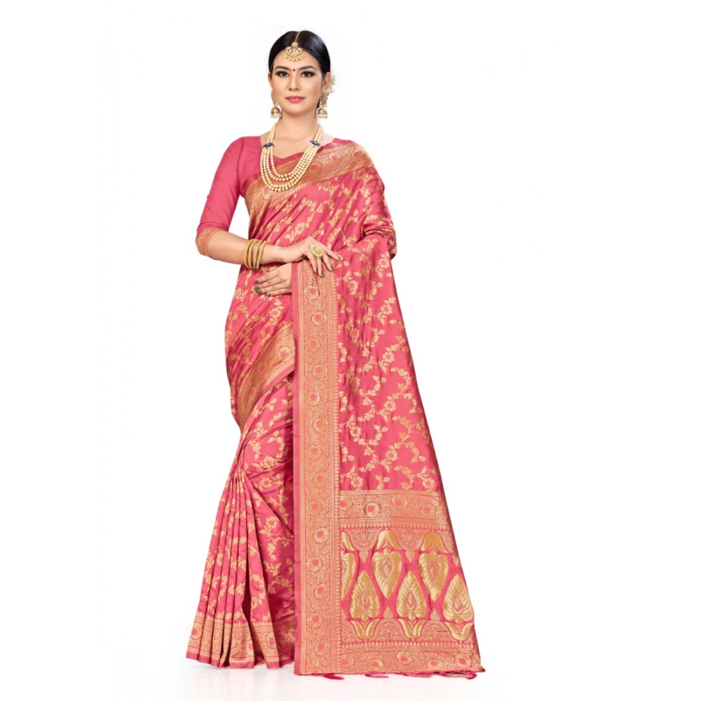 Women's Banarasi Silk Printed Saree with Blouse – Pitch