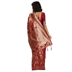 Women's Banarasi Silk Weaving Saree with Blouse – Red