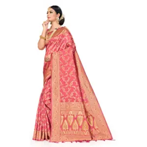Women's Banarasi Silk Printed Saree with Blouse – Pitch