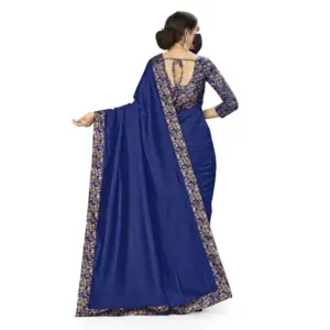 Women's Silk Blend Printed Saree with Blouse – Neavy Blue