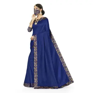 Women's Silk Blend Printed Saree with Blouse – Neavy Blue