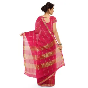 Women's Kota Doria Cotton Striped Saree with Blouse – Rani