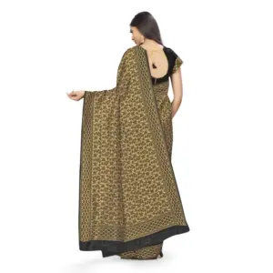 Women's Banarasi Silk Printed Saree with Blouse – Black