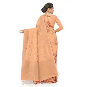 Women's Banarasi (Spun Cotton) Printed Saree with Blouse – Beige