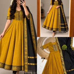 Silk Cotton Anarkali Set