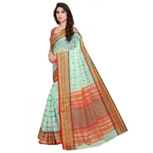 Women's Kota Doria Cotton Printed Saree with Blouse – Pista