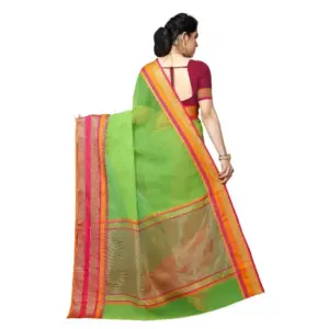 Women's Kota Doria Cotton Weaving Saree with Blouse – Light Green