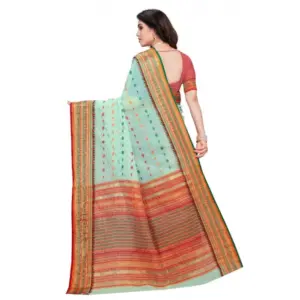 Women's Kota Doria Cotton Printed Saree with Blouse – Pista