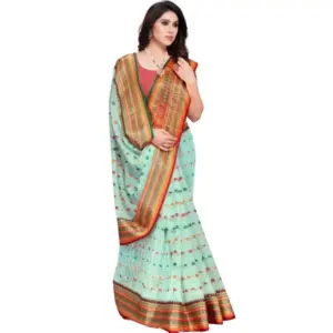 Women's Kota Doria Cotton Printed Saree with Blouse – Pista