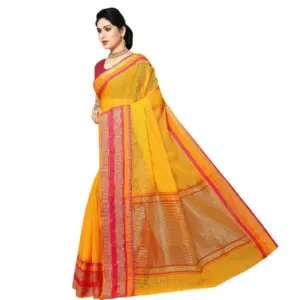 Women's Kota Doria Cotton Weaving Saree with Blouse – Gold