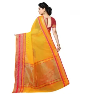 Women's Kota Doria Cotton Weaving Saree with Blouse – Gold