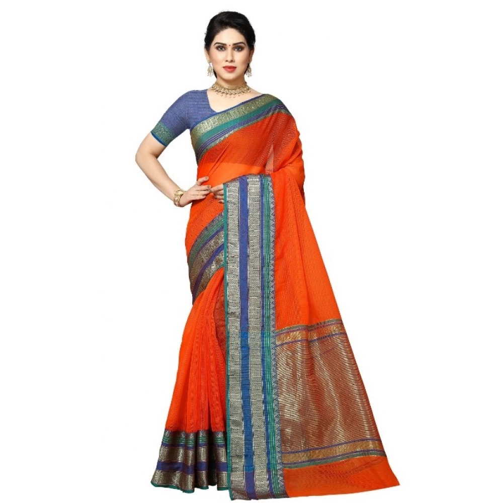 Women's Kota Doria Cotton Weaving Saree with Blouse – Fanta