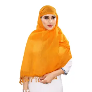 Generic Women's Cotton Silk Strips Printed Dupatta (Musterd Yellow, Length:2-2.4 mtr)
