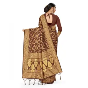 Women's Banarasi Silk Saree – Coffee