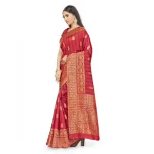 Women's Banarasi Silk Printed Saree with Blouse – Peach