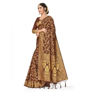 Women's Banarasi Silk Saree – Coffee