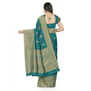 Women's Banarasi Silk Printed Saree with Blouse – Peach