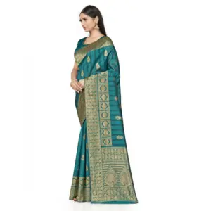 Women's Banarasi Silk Printed Saree with Blouse – Peach