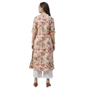 Generic Women's Cotton Printed Floral Print Kurti (Multicolor, Cotton)