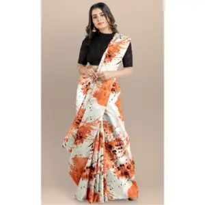 Women's Joya Silk Printed Saree with Blouse – Orange