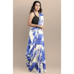 Women's Joya Silk Printed Saree with Blouse – Blue