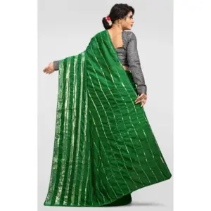 Women's Vichitra Sequence Work Saree with Blouse – Green