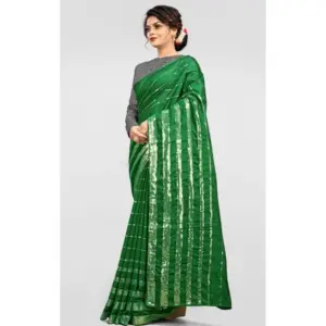Women's Vichitra Sequence Work Saree with Blouse – Green