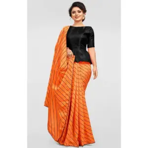 Women's Vichitra Sequence Work Saree with Blouse – Orange