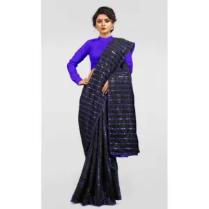 Women's Vichitra Sequence Work Saree with Blouse – Blue