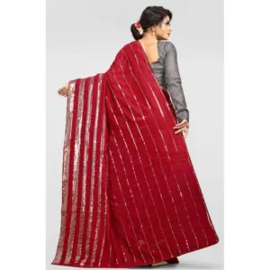 Women's Vichitra Sequence Work Saree with Blouse – Red