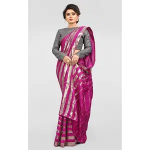 Women's Vichitra Sequence Work Saree with Blouse – Pink