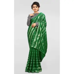 Women's Vichitra Sequence Work Saree with Blouse – Green