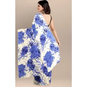 Women's Joya Silk Printed Saree with Blouse – Blue